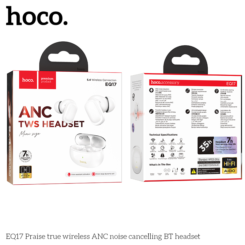 Tai nghe bluetooth khử tiếng ồn HOCO EQ17 True Wireless ANC V5.4 chính hãng [BH 1 năm]