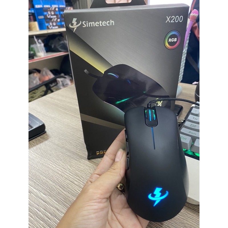 Chuột có dây Simetech X200 led RGB 5 nút đồ họa chuyên game chính hãng [BH 1 năm]