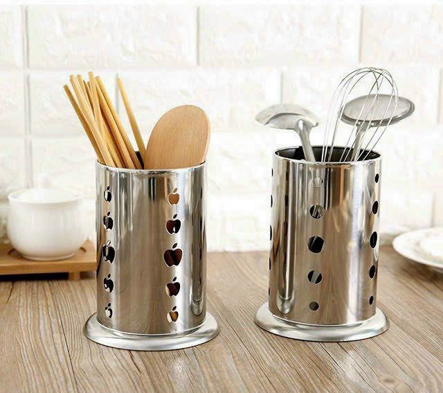 Ống cắm đũa muỗng kim loại quả táo [BH: None]