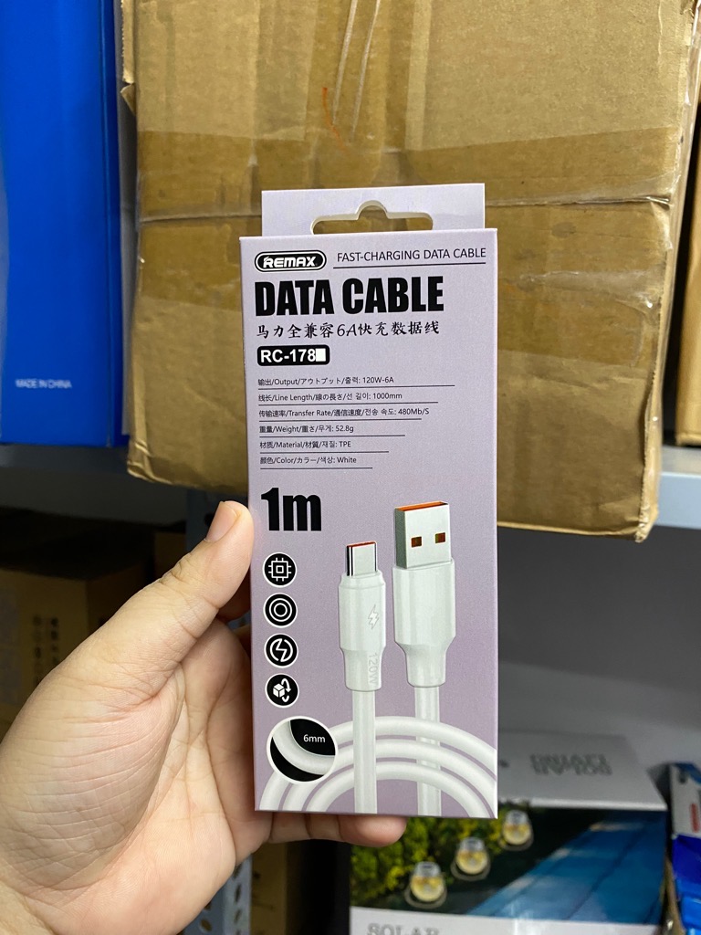 Cáp sạc nhanh iPhone 6A 120w mập REMAX RC-178 1m usb ra iphone lightning [BH 1 tháng]