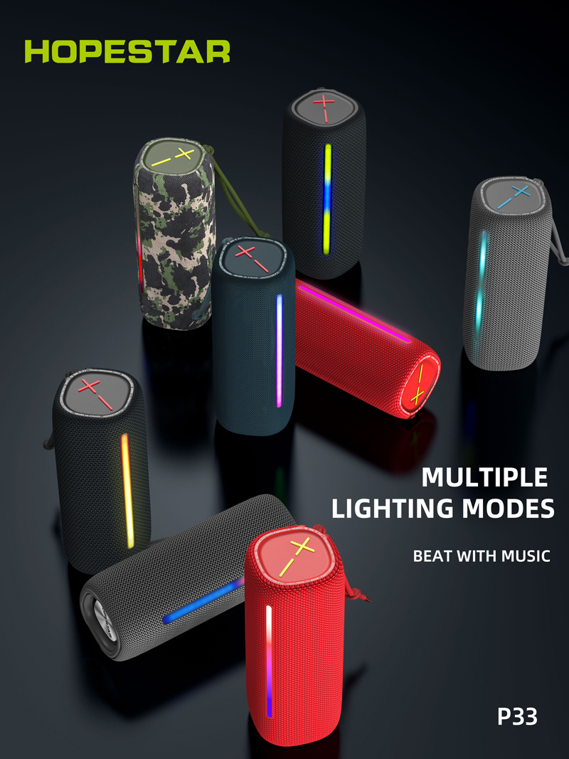 Loa bluetooth cao cấp HopeStar P33 Wireless có đèn led chính hãng siêu hay chống nước IPX6 [BH 6 tháng]
