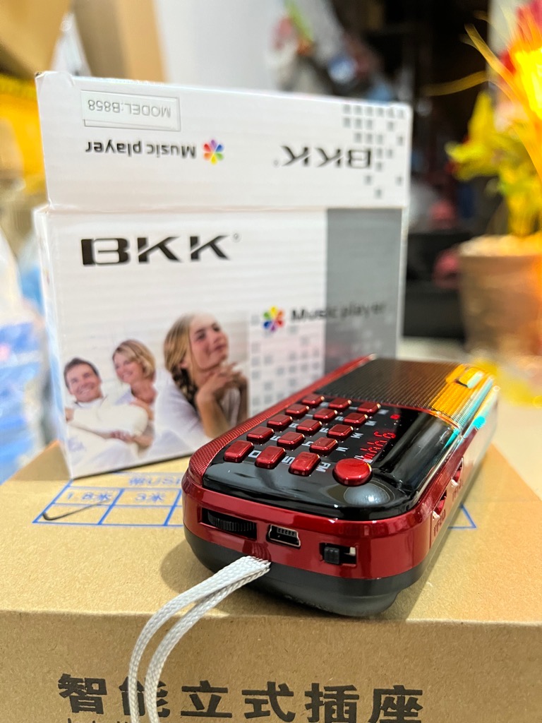 Loa nghe pháp BKK-858 3 pin xanh, nghe nhạc - nghe kinh - 2 khe gắn thẻ nhớ - fm chính hãng [BH 6 tháng] / pktn sale