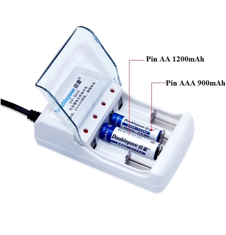 Bộ sạc 4 viên pin tiểu 2A-3A DP02, có led hiển thị khi sạc [BH: 1 THÁNG]