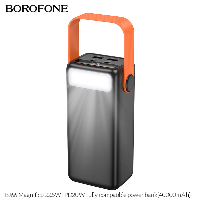 Pin sạc nhanh 22.5w BOROFONE BJ66 40.000mAh PD20W dự phòng kiêm đèn pin phát sáng chính hãng [BH 1 Năm]