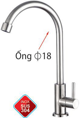 Vòi Rửa Chén Lạnh Ống Phi 18 INOX 304 cao cấp TN-700 (tray ko box)