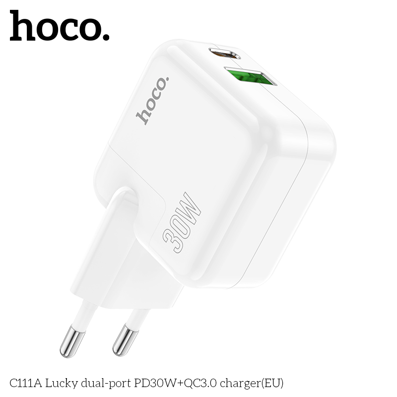 Cóc sạc nhanh 30w Hoco C111A (1 cổng Type C PD30W + 1 cổng USB QC3.0) chính hãng [BH 1 Năm]