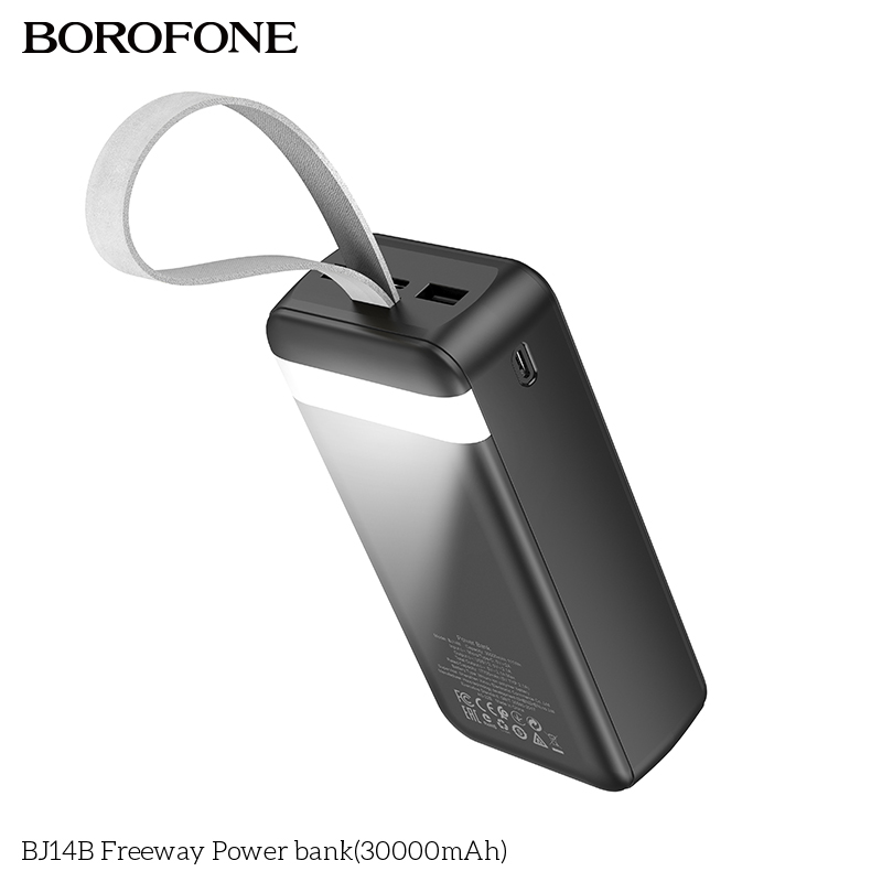 Pin sạc dự phòng Borofone BJ14B 30.000mAh có màn hình LED hiển thị % pin, kiêm đèn pin siêu sáng chính hãng [BH: 1 NĂM]