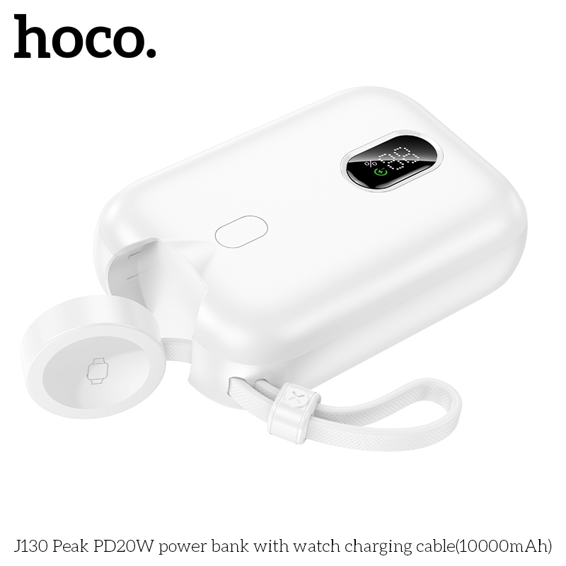 Pin sạc dự phòng Hoco J130 nhỏ gọn dung lượng 10.000mAh kèm cáp Type C, Có đèn LED chính hãng [BH: 1 NĂM]