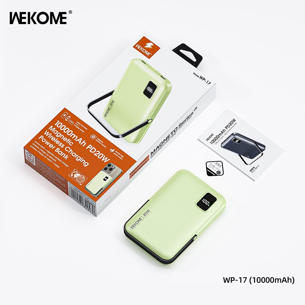 Pin sạc không dây sạc nhanh 22.5W Wekome WP-17 10.000mAh dự phòng QC3.0+PD 22.5W chính hãng [BH 1 Năm]
