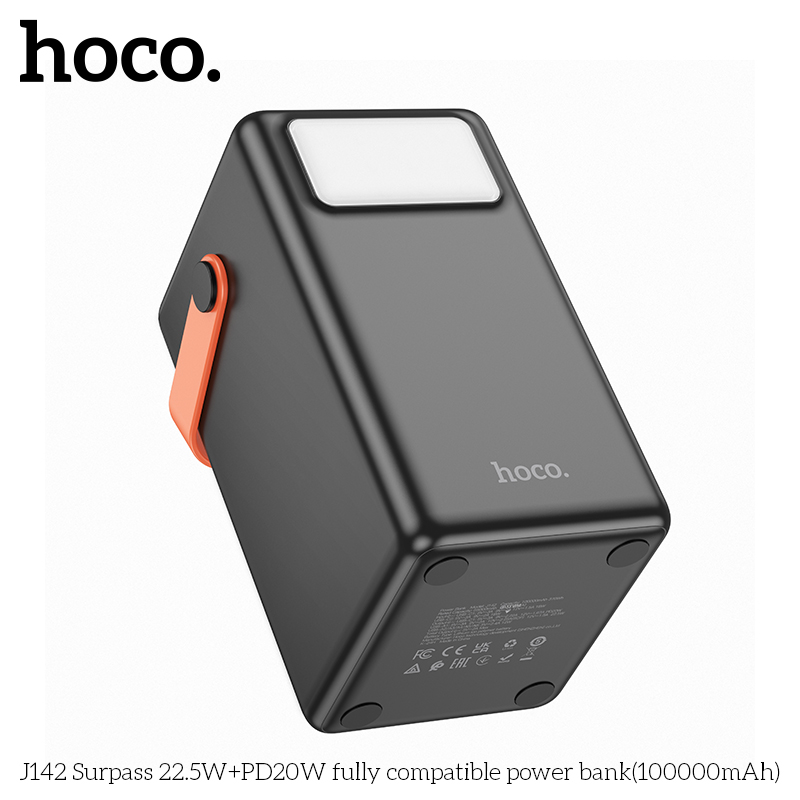 Pin sạc nhanh 22.5w HOCO J142 100.000mAh dự phòng có màn hình LED kiêm đèn pin phát sáng chính hãng [BH 1 Năm]