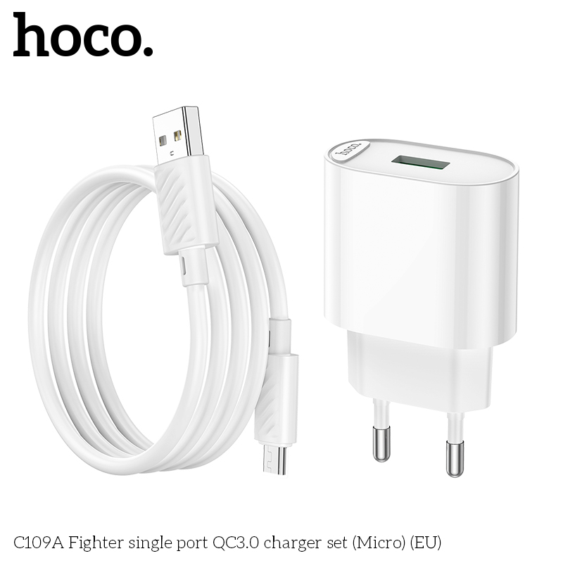 Bộ sạc nhanh 18w HOCO C109A (cáp usb ra micro samsung) QC3.0 chính hãng [BH 1 năm]