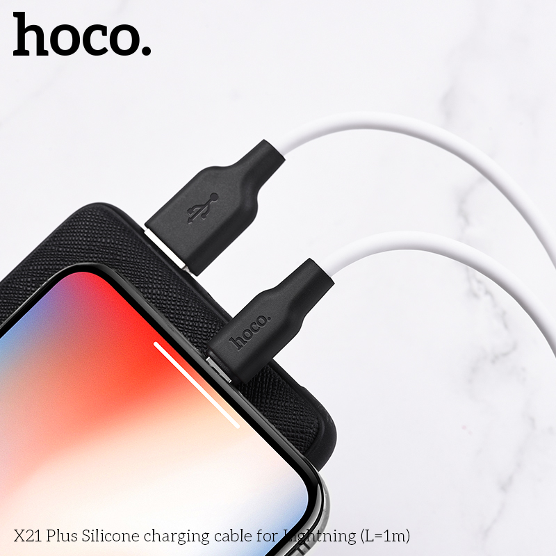 CÁP SẠC NHANH 3.0A HOCO X21 PLUS USB RA IPHONE DÂY SILICON CHỐNG CHÁY DÀI 1M CHÍNH HÃNG [BH: 1 NĂM]