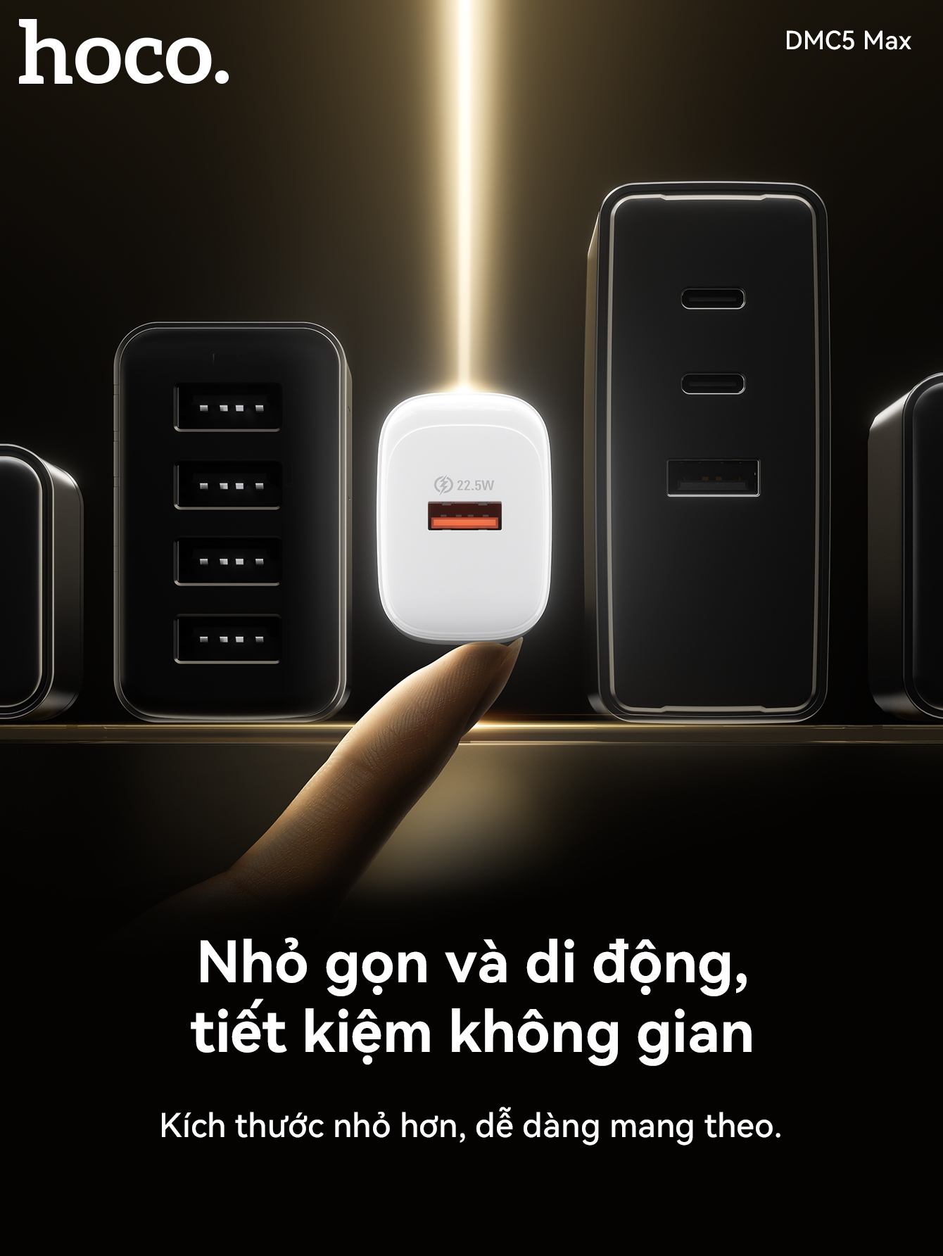 Bộ sạc nhanh 22.5w HOCO DMC5 Max cáp USB ra Samsung Micro chính hãng [BH 1 năm]