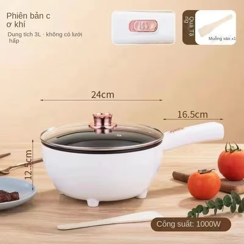 Chảo chiên kèm xửng hấp đa năng, nồi điện, 3.5L tay cầm dài tiện lợi ELECTRIC WOK [BH: 1 TUẦN]