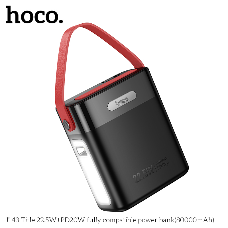 Pin sạc nhanh 22.5w+PD20W HOCO J143 80.000mAh dự phòng kiêm đèn pin phát sáng chính hãng [BH 1 Năm]