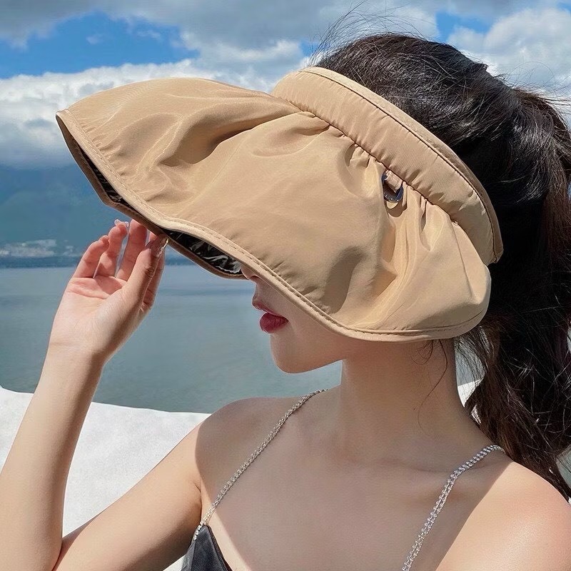 Nón nửa đầu vành rộng chống nắng, nón du lịch biển, nón đi chơi hè - MÀU NGẪU NHIÊN [BH: NONE]