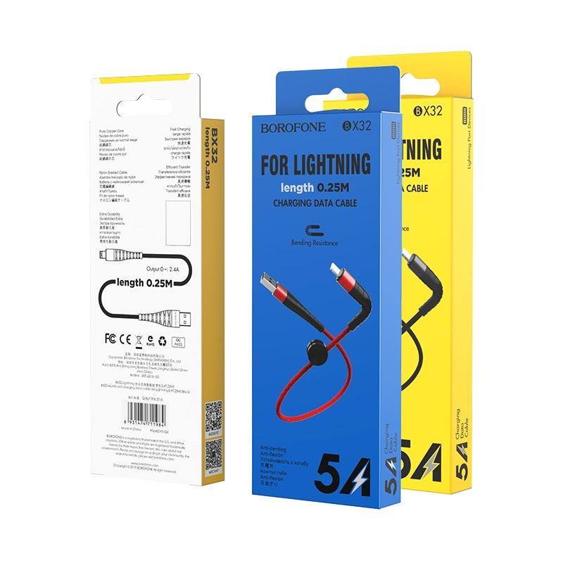 Cáp sạc nhanh ngắn 25cm Samsung BOROFONE BX32 chui MICRO dây dù chính hãng [BH 6 tháng]