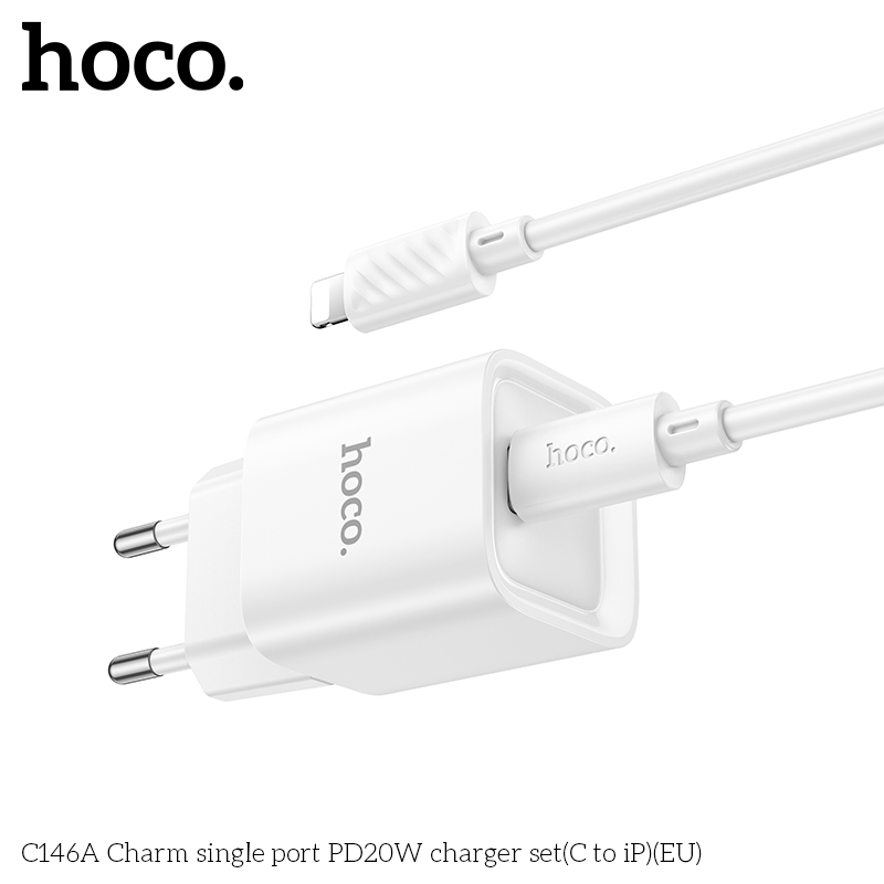 Bộ sạc nhanh 20W HOCO C146A (c-l) Type-C ra iPhone Lightning chính hãng [BH 1 NĂM]