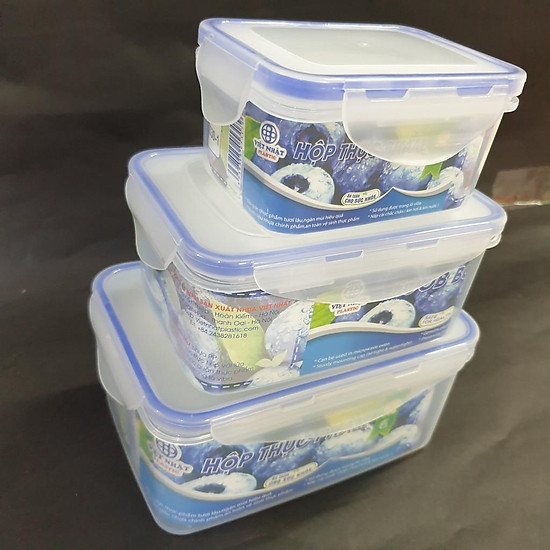 Combo 3 hộp nhựa VN-6530 cao cấp xịn đựng thực phẩm kín nắp để tủ lạnh 3 kích cỡ [BH: NONE]