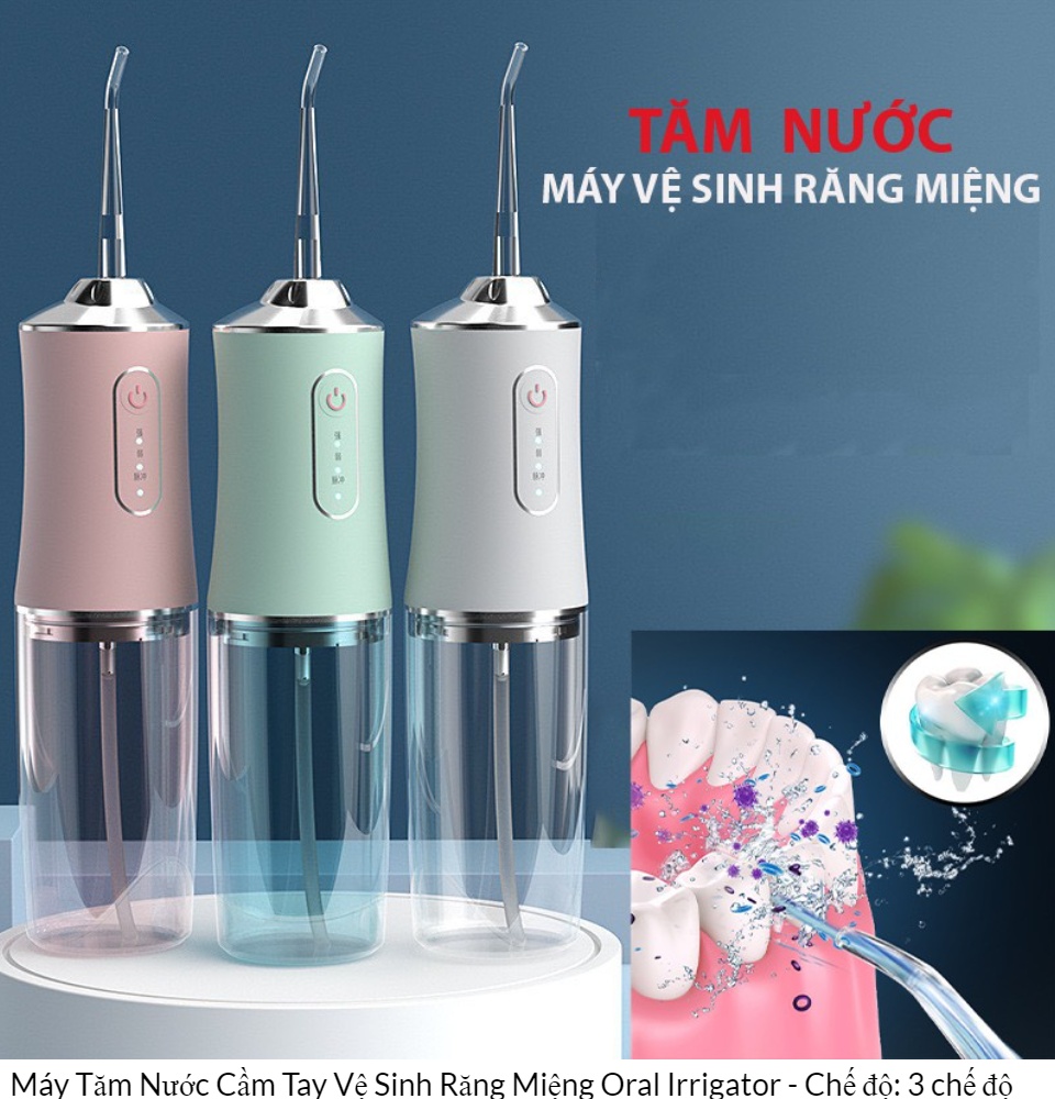 Máy tăm nước nha khoa vệ sinh răng miệng cầm tay 4 đầu [BH 1 tuần]