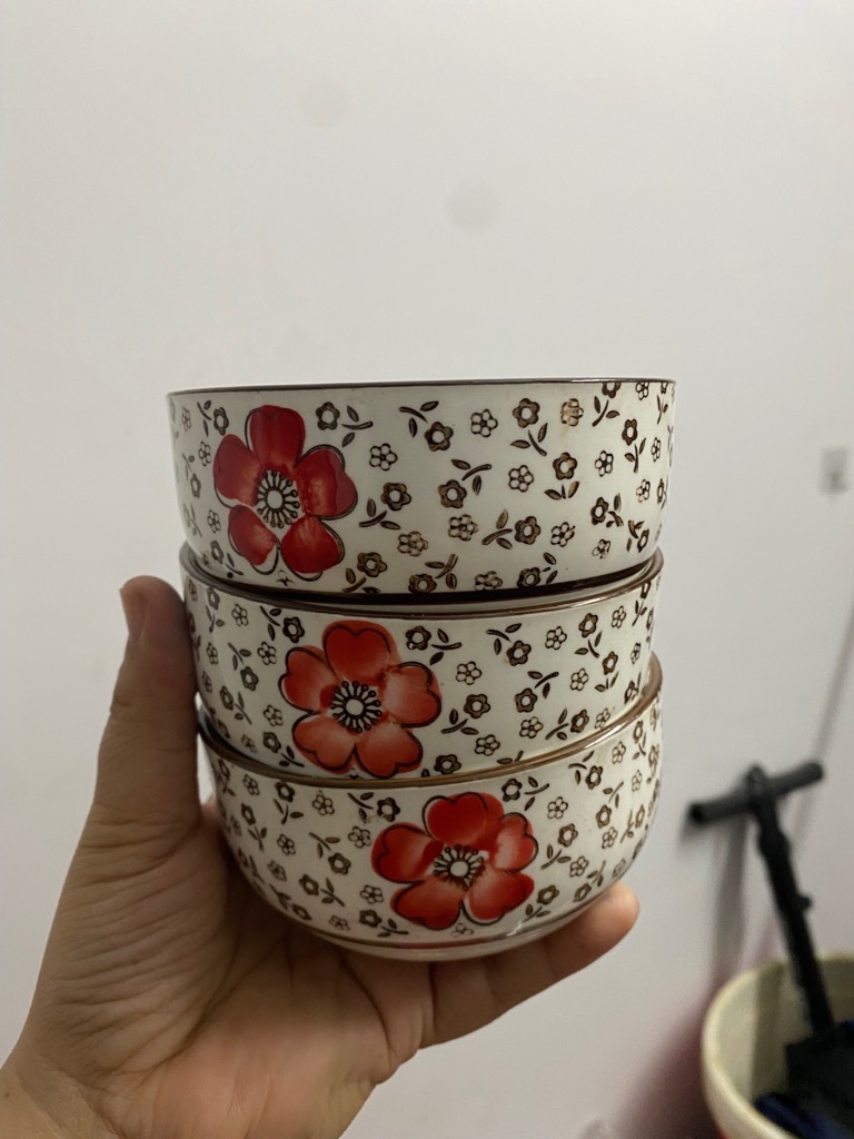 Combo 3 chén/ bát ăn cơm hoạ tiết hình hoa xinh xắn (tray ko box) / pktn sale