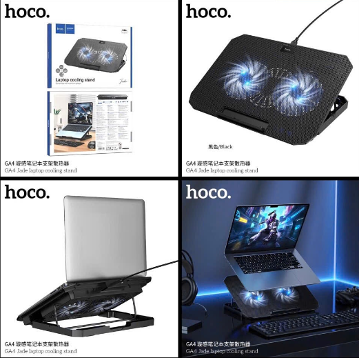 Giá đỡ laptop HOCO GA4 kiêm đế tản nhiệt 2 quạt siêu mạnh siêu mát