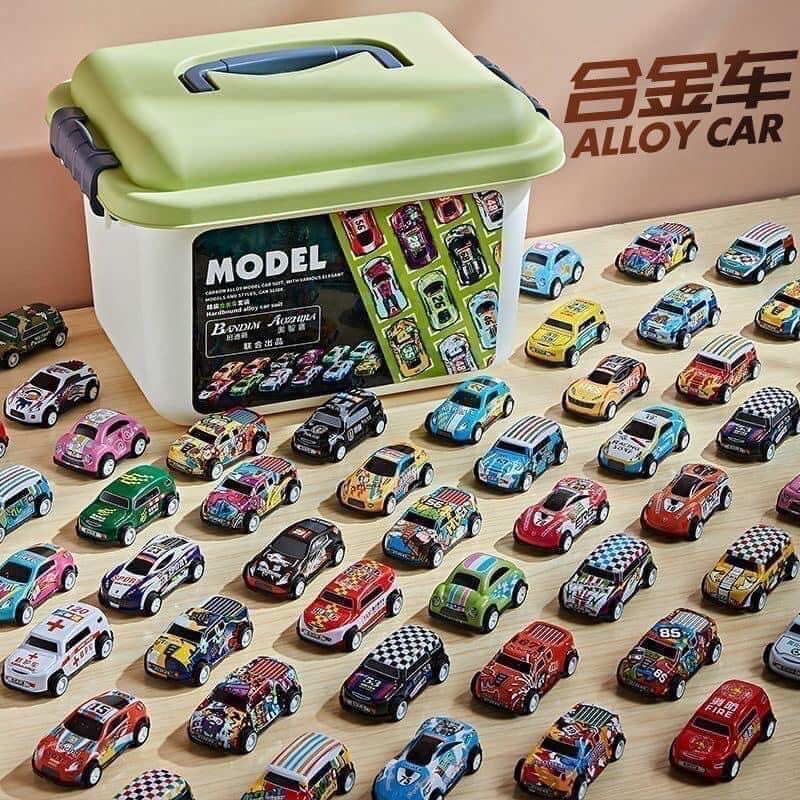 Quà tặng Bộ 30 xe đồ chơi ô tô mini chạy trớn kèm hộp đựng cho bé [BH: NONE]