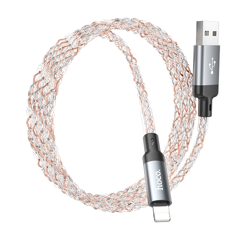 Cáp sạc nhanh dây led HOCO U112 usb ra iPhone Lightning 2.4A chính hãng [BH 1 năm]