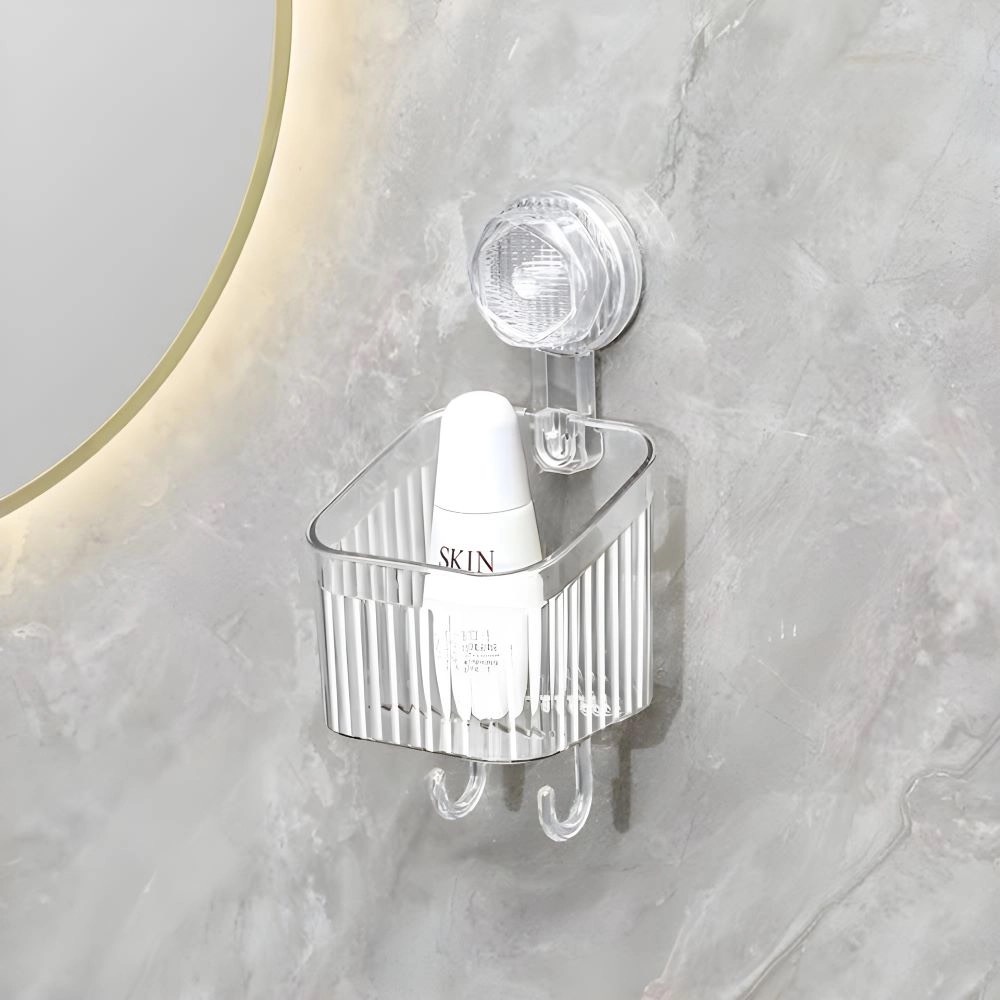 Kệ nhựa đơn trong suốt đựng đồ nhà tắm hít dán tường