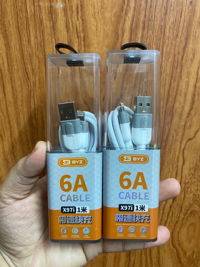 Cáp sạc nhanh 6A BYZ X97i iPhone (usb ra Lightning iPhone, a-l) có bọc chống đứt chính hãng [BH: 3 THÁNG]