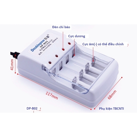 Bộ sạc 4 viên pin tiểu 2A-3A DP02, có led hiển thị khi sạc [BH: 1 THÁNG]