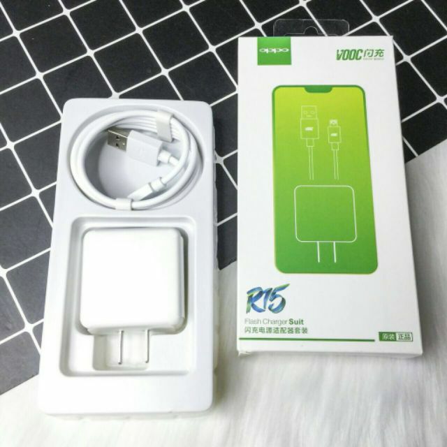 Bộ sạc nhanh OPPO R15 zin máy VOOC (chuẩn zin hộp xanh lá chui samsung micro) G5 [BH 6 tháng]