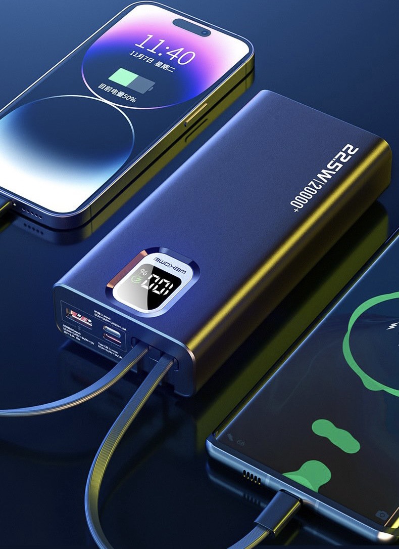 Pin sạc nhanh 22.5w Wekome WP-335 20.000mAh kèm cáp liền pin dự phòng chính hãng QC3.0+PD 22.5W [BH 1 năm]