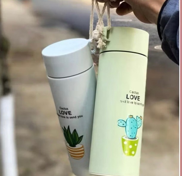 1 Thùng 80 cái Bình đựng nước 450ml lõi thủy tinh CACTUS LOVE làm quà tặng cho công ty, trường học v.v [BH: NONE]