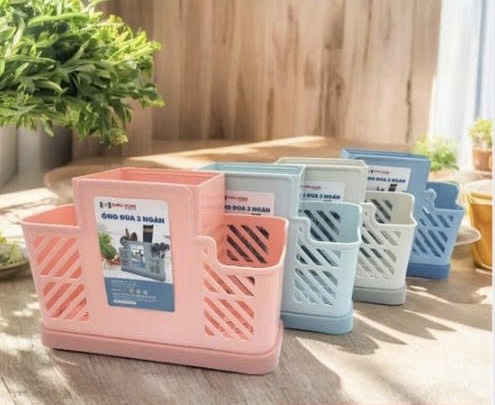 Ống nhựa cắm đũa muỗng CH 3 ngăn [BH: None]