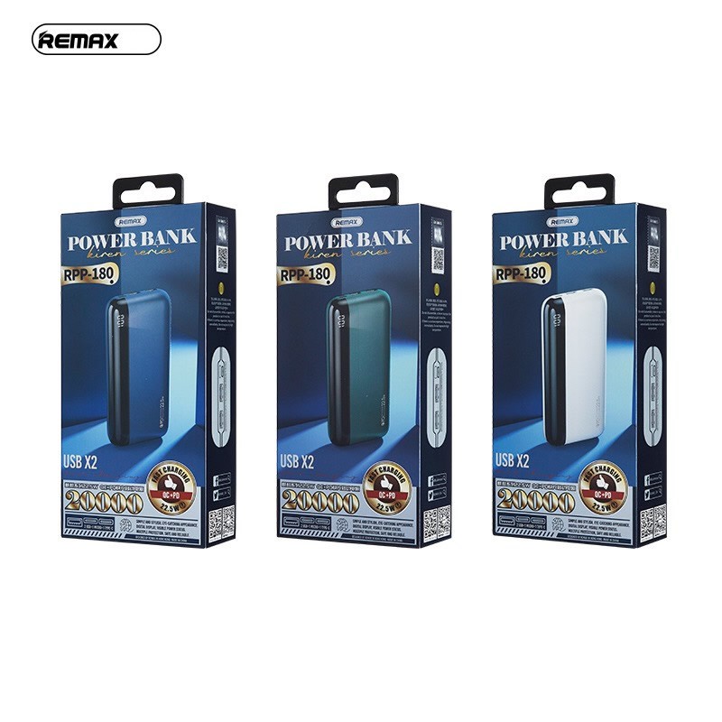 Pin sạc nhanh 22.5w Remax RPP-180 20.000mAh QC3.0 + PD (sạc dự phòng) chính hãng [BH 1 năm]