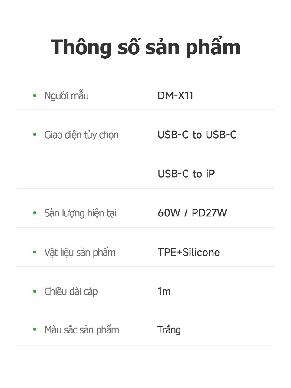 Cáp sạc nhanh 3A Hoco DM-X11 Micro (USB ra Samsung Micro) 1M dây dù chính hãng [BH 1 năm]