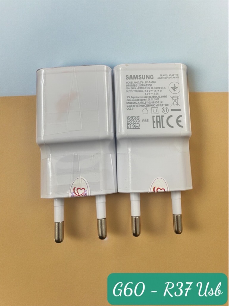 Cóc sạc nhanh QC3.0 Samsung S6 / S8 / S9 / S10 {zin linh kiện} 2A G60/ KL EBE đóng bịch 1 cổng usb logo sấm sét khắc chìm đóng bịch [BH 6 tháng]