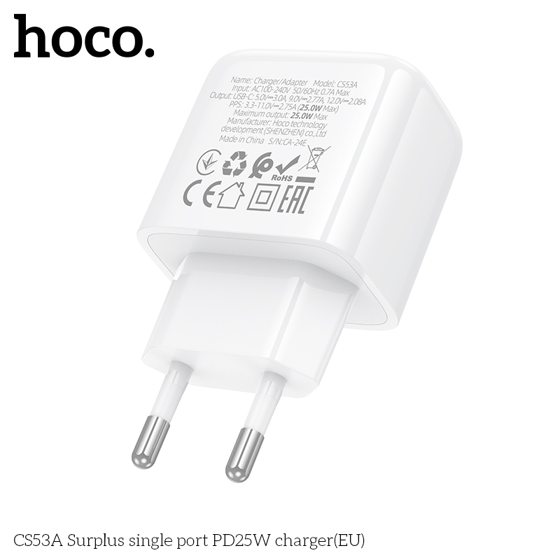 Cóc sạc nhanh 25W Hoco CS53A (1 cổng Type C PD25W) chính hãng [BH 1 Năm]