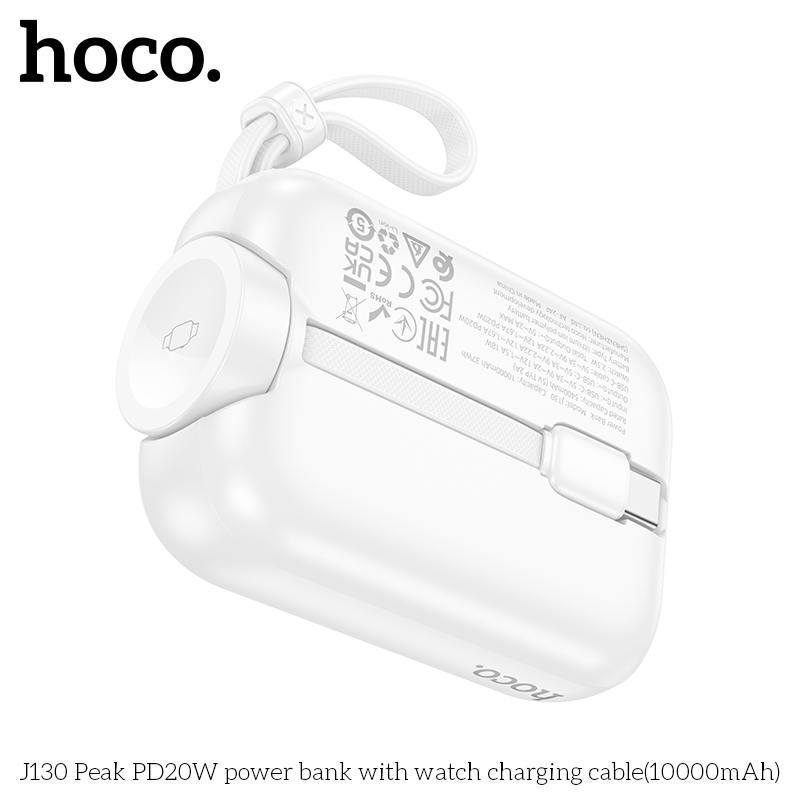 Pin sạc dự phòng Hoco J130 nhỏ gọn dung lượng 10.000mAh kèm cáp Type C, Có đèn LED chính hãng [BH: 1 NĂM]