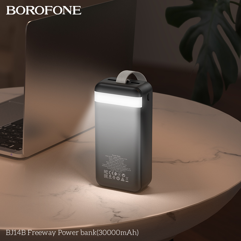 Pin sạc dự phòng Borofone BJ14B 30.000mAh có màn hình LED hiển thị % pin, kiêm đèn pin siêu sáng chính hãng [BH: 1 NĂM]