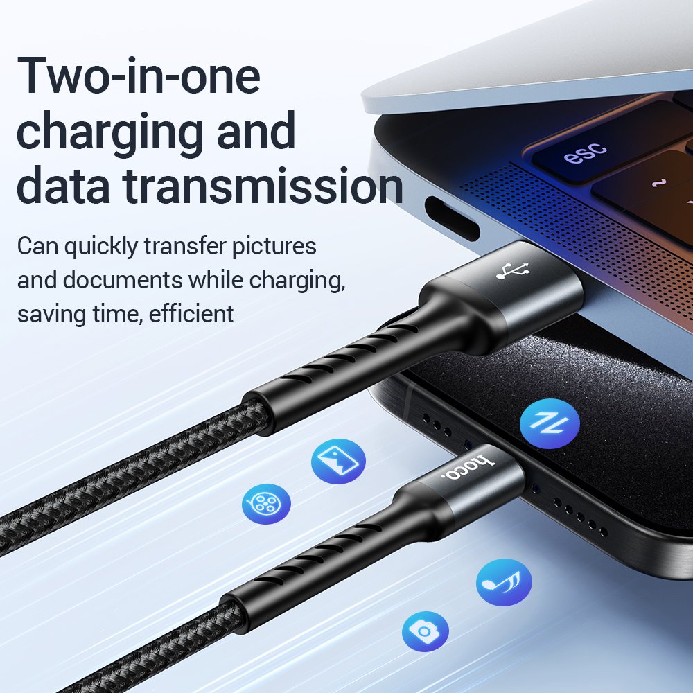 Cáp sạc nhanh 3a Hoco DM-X2 iPhone (usb ra iphone lightning) 1m chính hãng [BH: 1 NĂM]