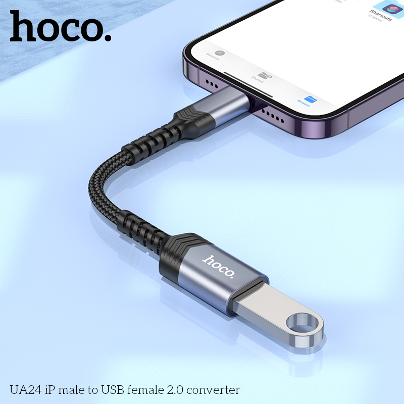 Jack chuyển đổi HOCO UA24 iPhone Lightning ra USB OTG chính hãng [BH 1 năm]