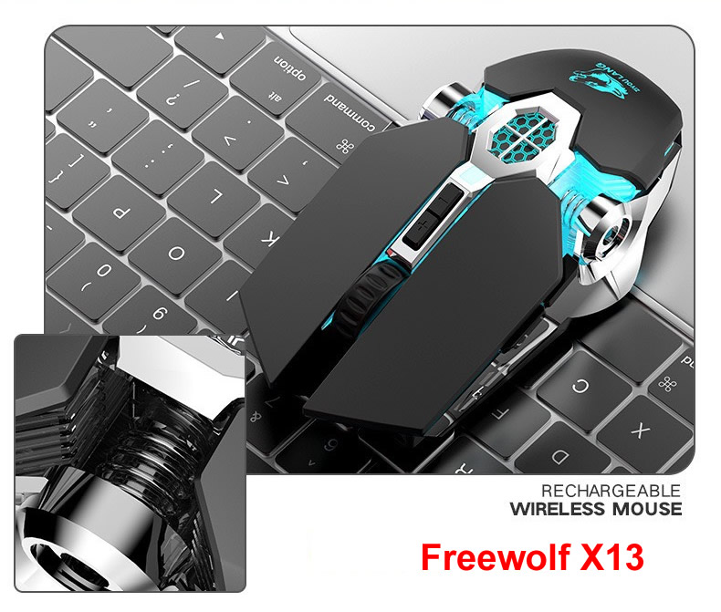 Chuột không dây Gaming Freewolf X13 sử dụng pin sạc có đèn led bluetooth 4.0 [BH: 12 Tháng]