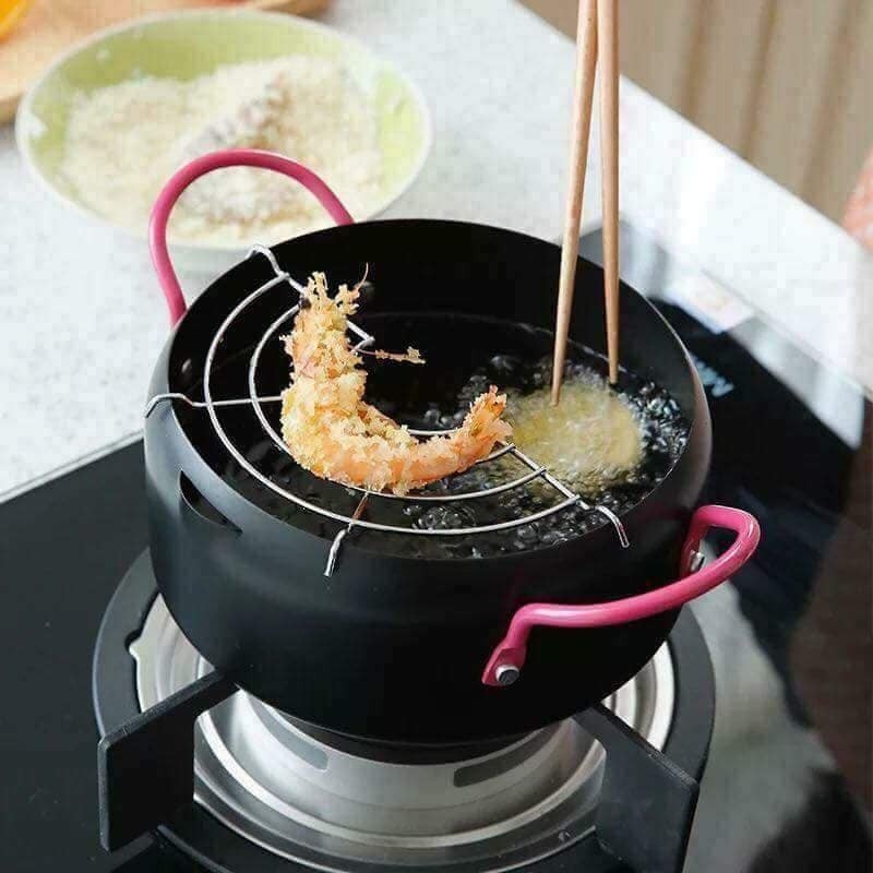 Nồi chiên chống dính Emoojoo vân đá nhật bản 18cm-20cm tùy lô kèm khay ráo dầu mỡ [BH: NONE] / pktn sale