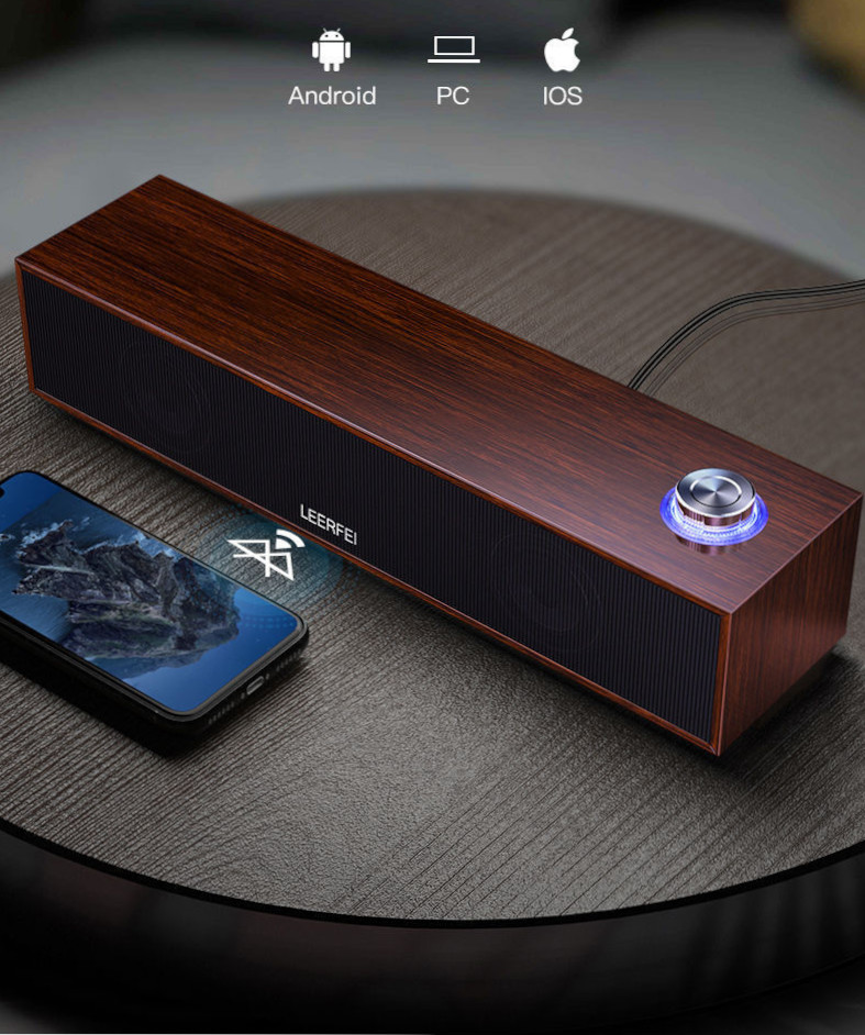 Loa BLUETOOTH LEERFEI 3513 gỗ loại dài có led siêu hay [BH 3 tháng]
