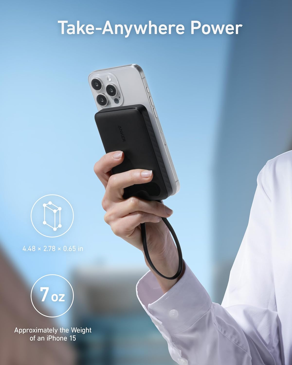 Pin sạc nhanh 22.5w ANKER A1257 10.000mAh dự phòng, có màn hình hiển thị % pin, dây treo chính hãng [BH: 1 NĂM]