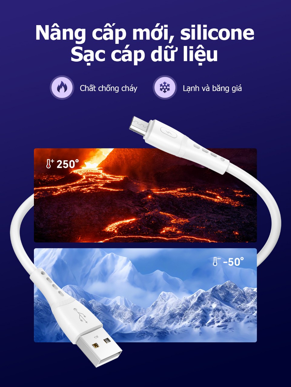 Cáp sạc nhanh 3A Hoco DM-X11 Micro (USB ra Samsung Micro) 1M dây dù chính hãng [BH 1 năm]