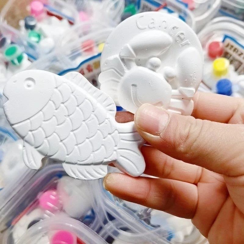 Set 2 Tô tượng thạch cao MINI hộp nhựa kèm màu cho bé
