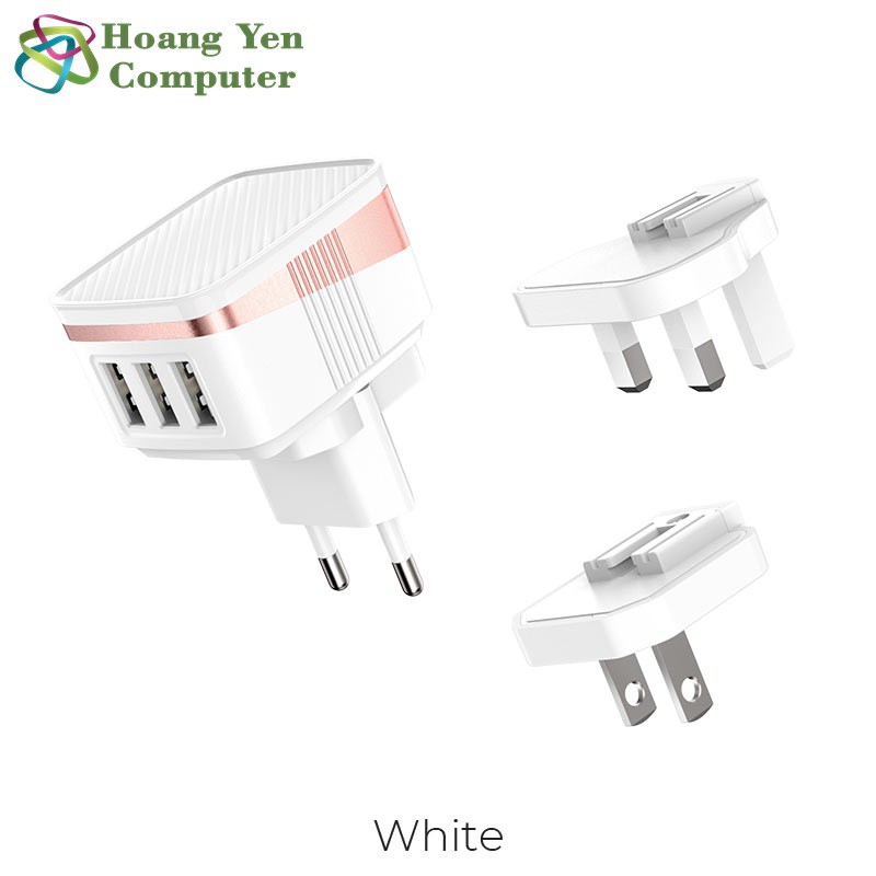 Cóc sạc nhanh 3 cổng usb Hoco C83 chính hãng kèm 3 chui rời thay thế [BH 1 năm] / pktn sale